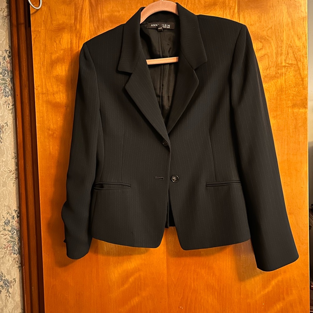 Anne Klein Petite Classic Navy Blazer with red Pinstripes